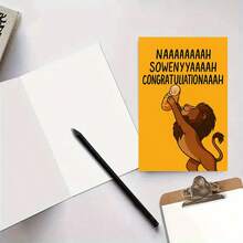 1pc Lion Style Greeting Card - Adorable Lion And Cub Design, Suitable For Newborn, Baby Shower Or New Parents Celebration, Unique Greeting Card - A - View 4