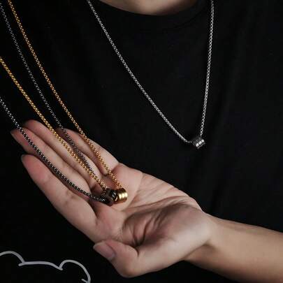 1 chiếc dây chuyền bằng thép titan, không phai màu, kiểu dáng tối giản, thích hợp đeo hàng ngày, phong cách hip hop, phụ kiện dành cho nam giới.