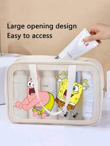 SpongeBob SquarePants Túi đựng mỹ phẩm PVC trong suốt, túi đựng dây cáp đa năng có tay cầm, túi đựng mỹ phẩm in hình hoạt hình chống thấm nước, túi đựng đồ dùng vệ sinh cá nhân di động phù hợp để đựng dây cáp, bút, văn phòng phẩm và đồ dùng hàng ngày, thích hợp cho văn phòng, trường học và du lịch, phụ kiện bàn làm việc và túi xách dễ thương. - Bọt biển Bob - Xem 6