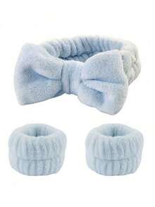 6pcs Luxury Super Soft Fiber SPA Headband And Wristband Set, Facial Wash Headband, Makeup Headband, Skincare Headband, Velvet Fluffy Sponge Headband, Soft Absorbent Towel Cloth Scrunchie, Suitable For Skincare, Makeup Removal, Bathing, For Women - 多色 6 - 查看 11