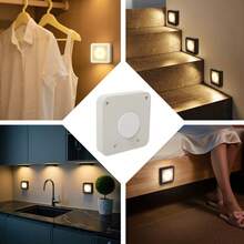 6 LED Motion Sensor Night Light, Smart PIR Sensor, Auto On/Off, Sensor Bedside Lamp, AAA Battery Powered, Easy Installation, Suitable For Bathroom, Bedroom, Hallway, Stairs, Cabinet, Garage - 6 LED Lights - View 8