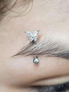 1PC Elegant CZ Marquise Butterfly Titanium Alloy Curved Lip Eyebrow Ring 16G Internal Thread Crown Helix Tragus Daith Conch Hoop Rook Earring - 1 Butterfly Earrings - View 5