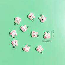 10/20个精致小白兔吊坠，造型活泼可爱，长耳朵，适合制作手工珠宝吊坠、耳环、项链、手链、创意礼品和树脂饰品。 - 彩色 - 查看 7