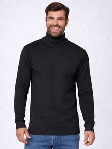 Baronesa Tricot Cacharrel Men's Cold Weather Blouse High Neck Knitting - 黑色 - 查看 1