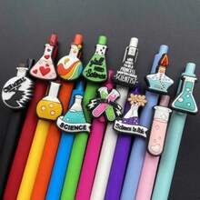 5/10pcs Lab Theme Retractable Ballpoint Pens - Random Styles With Black Ink, Soft Plastic Material, Creative Test Tube & Beaker Design, Suitable For Office & School Use, Stationery | Creative Design | Retractable Pen, Student Ballpoint Pen - Random - View 3