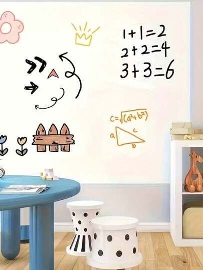 1 Roll Self Adhesive Whiteboard Green Board Chalk Wall Sticker With Wiper, Office Home Decor Canvas Message Board