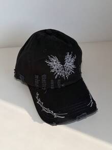 男女通用复古 Y2K 街头风棒球帽，心形和星星印花，适合休闲街头服饰 - 彩色 - 查看 13