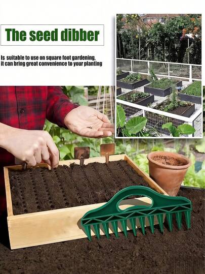 手持式播种和土壤钻孔工具，适用于农田、花园和蔬菜种植，采用PE材料制成