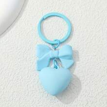 Y2K Bow Heart Keychain Cute Cool Matte Color Key Ring Purse Bag Backpack Car Key Charm Earbud Case Accessory Women   Gift - 黑色 - 查看 7
