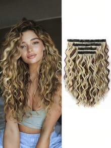 4-Piece Clip-In Hair Extension Set (11 Clips), 12-Inch Short, Soft & Natural-Looking Extensions (Curly/Wavy Style) – Suitable For Daily Wear, Halloween, And Christmas Parties - Multicolor - View 5