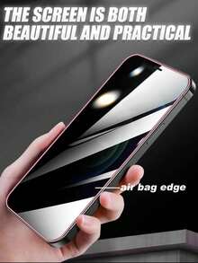 Navigator Pink Privacy Phone Screen Protector 2pcs Glow-In-The-Dark Pink Framed Privacy Tempered Glass Screen Protector Ultra-Clear Compatible With Apple 11/12/13/14/15 Pro Max/16 Plus/16 Pro/16 Pro Max/16e/17/17 Air/17 Pro/17 Pro Max Spring Gift - Pink - View 2