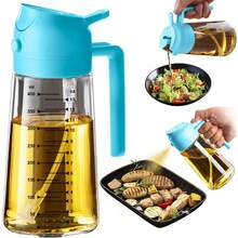 TrendPlain 16oz/470ml Glass Olive Oil Sprayer For Cooking – 2 In 1 Olive Oil Dispenser Bottle For Kitchen Gadgets And Air Fryer Accessories, Salad, BBQ - Black - 查看 9