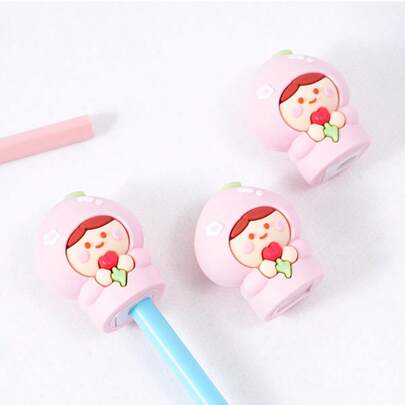 1pc New Cartoon Peach Pencil Sharpener, Stationery Prize Portable Rotary Pencil Sharpener, Suitable For School And Office Use
