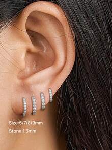 奢华 D-VVS1 莫桑石耳环，925 纯银镀 18K 白金，低过敏性，男女皆宜，婚礼珠宝礼品 - 銀色 - 查看 3