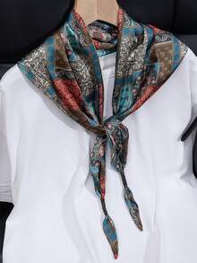 1pc Versatile Triangular Scarf, Decorative Shawl For Coats, Shirts, Autumn/Spring - Multicolor - View 3