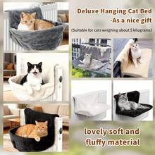 1个悬挂式猫咪暖气床，宠物保暖羊毛篮摇篮吊床，豪华悬挂式猫床，可折叠猫吊床，浅灰色，可与猫咪娱乐设备搭配使用 - 彩色 - 查看 13