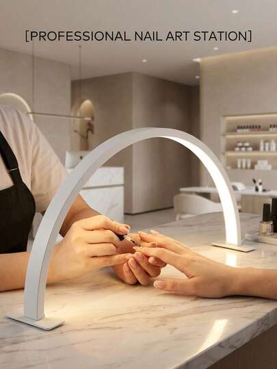 1pc-Crescent-Shaped Countertop LED Nail Lamp With Push-Button Switch, Suitable For Personal Manicures, Dressing Tables, Crafting, Desks, Bedside Tables. Ideal Graduation, Birthday Or Festive Gift. Available In Pink/White/Black.