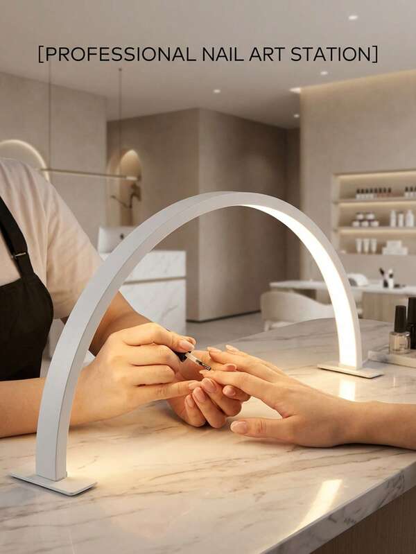 1 pièce Lampe à ongles LED en forme de croissant avec bouton-poussoir, convient pour la manucure personnelle, la coiffeuse, l'artisanat, le bureau, la table de chevet. Idéal pour les cadeaux de remise de diplôme, d'anniversaire ou de fête. Disponible en rose/blanc/noir.