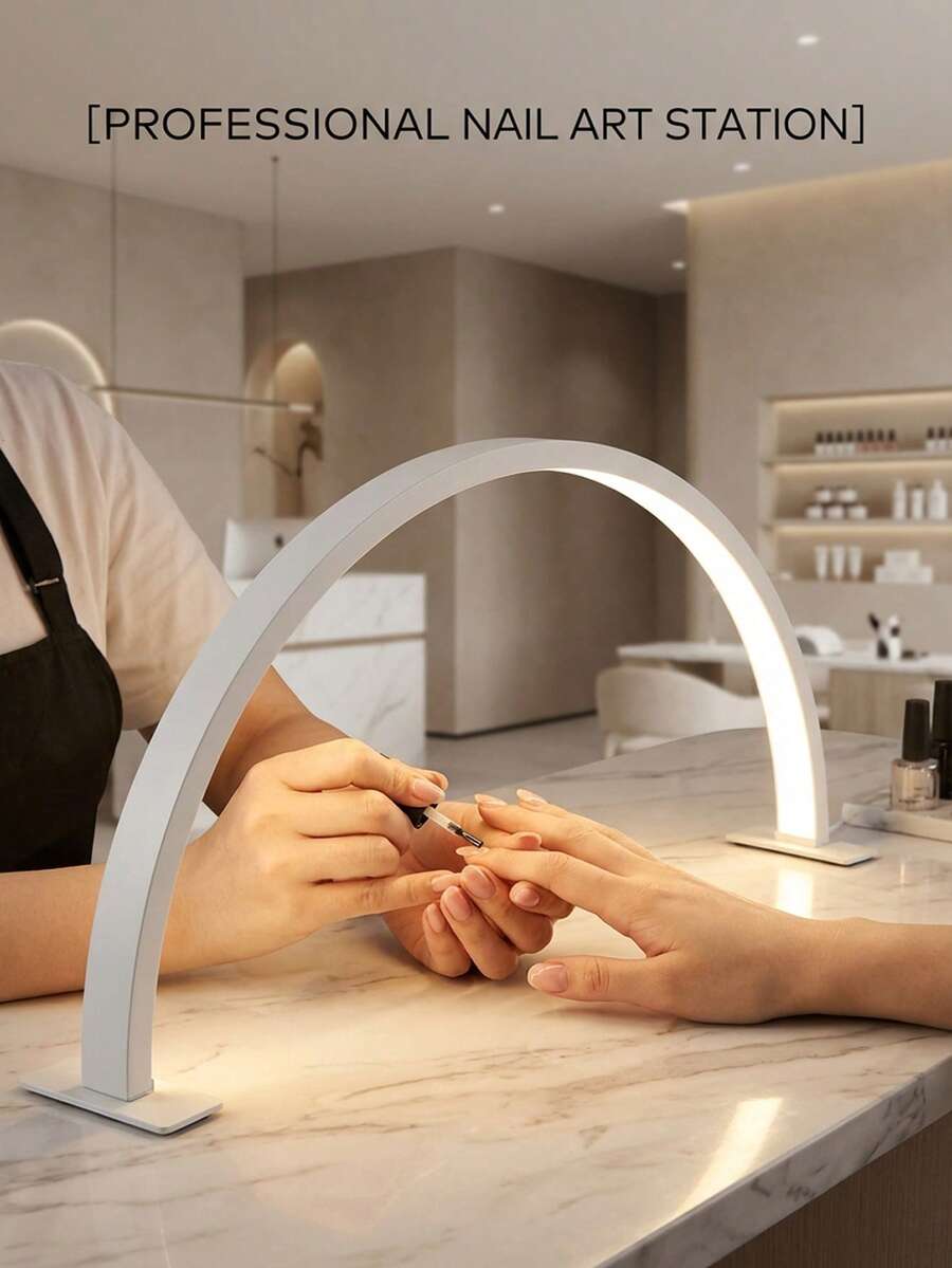 1pc-Crescent-Shaped Countertop LED Nail Lamp With Push-Button Switch, Suitable For Personal Manicures, Dressing Tables, Crafting, Desks, Bedside Tables. Ideal Graduation, Birthday Or Festive Gift. Available In Pink/White/Black.