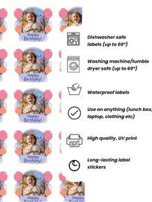 40pcs/80pcs/120pcs Kid Personalised Photo Stickers Labels,Photo Labels, Birthday Party Stickers,Custom Portrait Sticker - Chocolate Brown - View 5