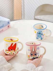 Disney Ceramic Water Cup, Premium Ceramic, Vibrant Printed Patterns, Ergonomic Handle, Non-Slip Base, Easy To Clean, Home, Office, Kitchen, Dining, Study, Daily Use, Collection, Disney Fans, Anime Enthusiasts, Holiday Gifts, Birthday Gifts, Family & Friends Gifts - Multicolor - View 9