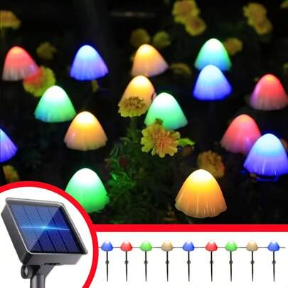 Holiday Party Decor Solar Outdoor Mushroom Lights, 20 LED Mini Solar Ground Stake Garden Lights, 8 Lighting Modes Solar Powered IPX4 Waterproof High-Quality Landscape Lamps, Warm White/Colorful Cute Realistic Mushroom Decor For Patio Lawn Path Easter, Perfect Gift For Garden Enthusiasts