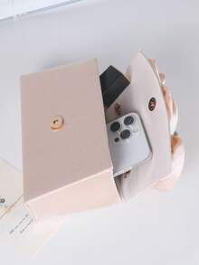 2025 New Fashionable Minimalist Lady's Clutch Bag, Chain Strap Evening Bag, Lightweight Luxury Party Handbag For Daily Matching - Apricot - View 8