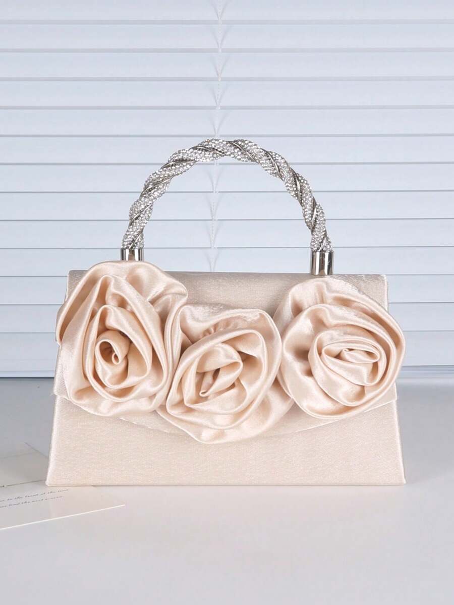 2025新款时尚简约女士手拿包，链条肩带晚宴包，轻便奢华派对手提包，日常百搭 - 杏色 - 查看 1