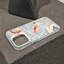 Funda para teléfono Lucky Lotus Koi Dreamy con diseño de concha colorida y efecto refractivo, adecuada para iPhone. - Blanco - Ver 6