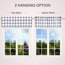 Simple Deluxe 3 Pcs Kitchen Curtains Buffalo Plaid Curtains for Windows Curtains Valance and Tier Set of 3 52" W x 15" Land26" W x 24" L White and Gray - Blanco y gris - Ver 5