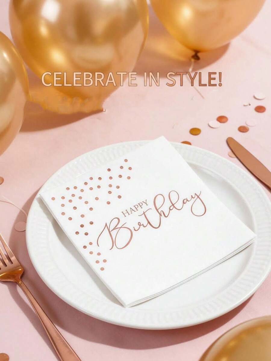 40/20/1件装一次性生日派对餐巾纸、一次性餐具、桌布、杯套、生日派对装饰品、节日装饰品，适用于家庭、餐厅、厨房装饰 - 彩色 - 查看 1