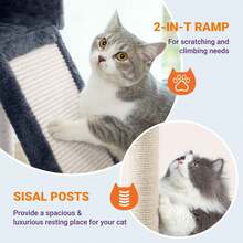 Allewie 81 Inches Tall Cat Tree, Multi-Level Large Climbing Tree House And Towers For Big Feline, Condo And Hammock, Scratching Post, Wide Base, Dark Grey - Dark Grey - View 4