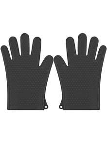 2 Pcs Silicone Grill Gloves Heat Resistant Non Slip BBQ Oven Mitts For Kitchen Baking Waterproof Hand Protection - A Pair - View 8