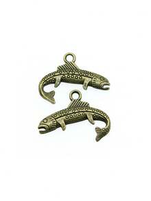 10pcs 24x18mm Fish Charms Pendant For DIY Jewelry Making Necklace Keychain Phone Chain Bracelet Making Accessories Handmade Craft Making Findings - Fish - View 3