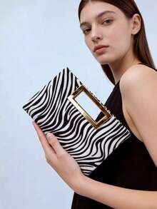 新款时尚手拿包，派对/晚宴手提包，单肩/斜挎包，高端生日礼物 - 黑與白 - 查看 8