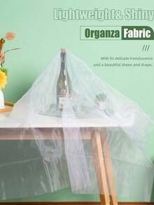 1件欧根纱面料，高密度三层闪亮背景面料，新娘星光薄纱面料 - 本白色 - 查看 3