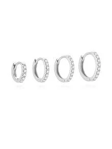 奢华 D-VVS1 莫桑石耳环，925 纯银镀 18K 白金，低过敏性，男女皆宜，婚礼珠宝礼品 - 銀色 - 查看 6