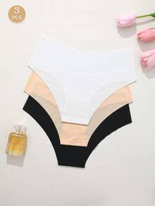 3条装女士无缝内裤，高弹舒适三角裤，高腰休闲纯棉内裤 - 彩色 - 查看 7