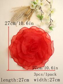 超大纯色欧根纱多层褶边布花，简约设计，适合 DIY 服装、婚纱、服装配饰 - 多色 - 查看 28