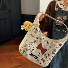 SANRIO Túi tote vải canvas hoạt hình, túi xách thời trang nữ, phong cách Kawaii dễ thương, túi đeo vai dung tích lớn, túi đi làm hàng ngày, thiết kế giản dị đa năng, họa tiết hoạt hình cổ điển, chất liệu vải canvas chất lượng cao, nhẹ, mềm mại, thoải mái khi mang theo, ngăn chứa rộng rãi, đa chức năng, phù hợp cho phụ nữ hiện đại thời trang sử dụng hàng ngày, phong cách dễ thương được ưa chuộng, túi đeo vai đa năng. - Nhiều màu - Xem 6