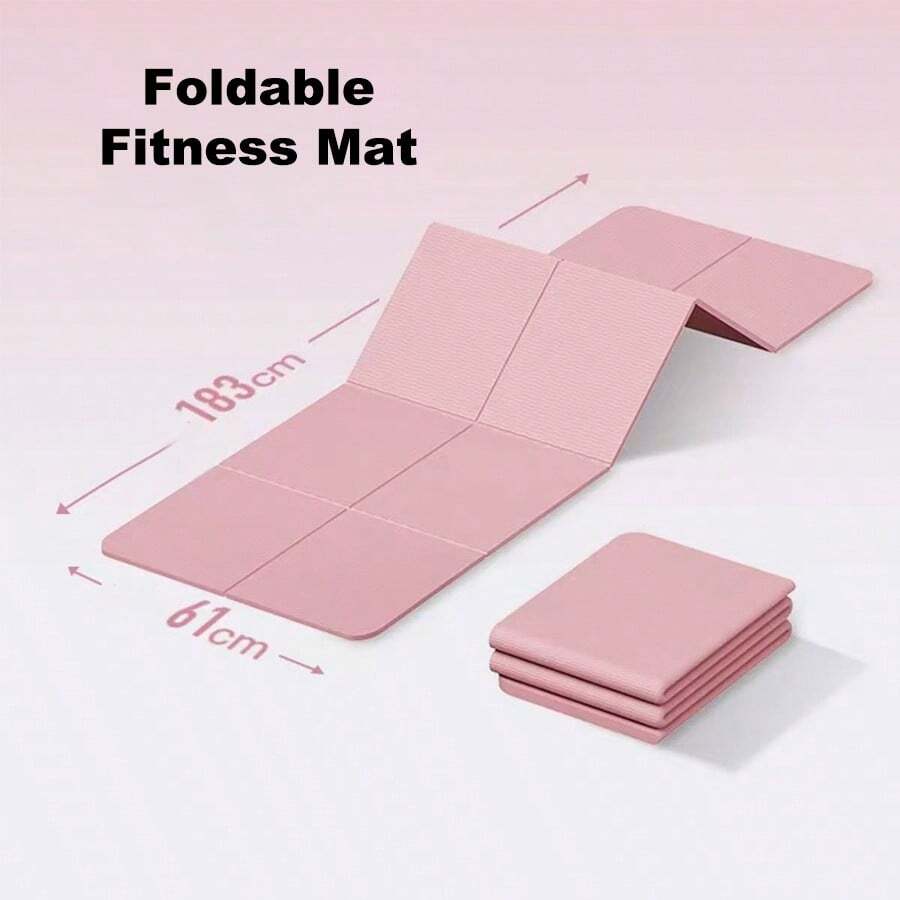 1pc Foldable Fitness Mat, 8mm Thick, Indoor Exercise, Yoga & Pilates Mat, Portable Home Gym Mat, Suitable For Workout, Nap, Office Use - Grey - View 1
