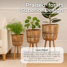 Sagebrook Home Macetas de Madera de bambú con Soportes rústicos Soportes para Plantas de Interior y Exterior para decoración del hogar y el jardín Juego de 3 Color marrón - Marrn - Ver 7