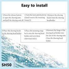 SH50 Replacement Blades Compatible With Philips Norelco 5000 Series Replacement Heads,For Norelco Series 5000 (S5xxx), S5xxx, PT8xx, PT7xx, SH50 Replacement Blades For Series 5000 Razors - 白色 - 查看 6