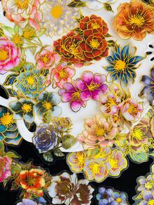 50张花卉金箔贴纸，适用于笔记本、剪贴簿、日记本、水瓶、吉他马克杯 - DIY贴纸、剪贴簿用品、文具、趣味贴纸、Kindle - 彩色 - 查看 5