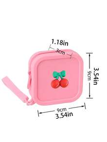 迷你硅胶化妆包，樱桃装饰，多功能小方包腕包，耳机手机数据线收纳袋，可装项链、戒指、钥匙、耳机、数据线、卡片等，适合通勤上班、出差、郊游、度假、母亲节礼物、结婚礼物等。 - 彩色 - 查看 11