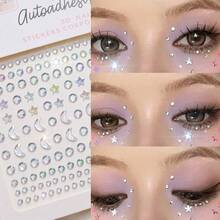 1pc Multi-Purpose Star Stickers, Metallic Silver Rhinestone Face Stickers, Star Nail Art Stickers - Holiday Decoration Elements Y2K Style Asymmetrical Star Art Design, Suitable For Women's Daily, Wedding, Holiday Self-Adhesive Nail Stickers - Multicolor - View 8