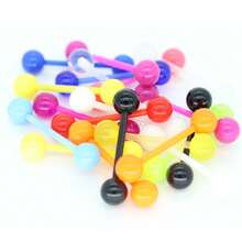 10/20/30pcs Fashion UV Soft Bar Tongue Rings, Acrylic Colorful Flexible Silicone Tongue Ring Barbell Body Jewelry, Professional Piercing Set - Multicolor - View 5