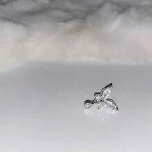 1/2pcs Elegant Silver Titanium Steel Cubic Zirconia Butterfly Spiral Stud Earrings, Suitable For Women's Daily Wear - Silver - View 3