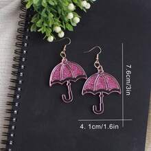 Glitter Raindrop Earrings, Glossy Pink Acrylic Long Pendant Earrings, Cute & Fashionable Jewelry Gift For Women - Multicolor - View 3