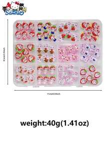 SANRIO Beaded Decorative Accessories Jewelry Making Kit With Box, Resin Decorations, Mixed Cartoon Strawberry Pattern, Suitable For DIY Phone Case Decoration - Resin Charms - View 4